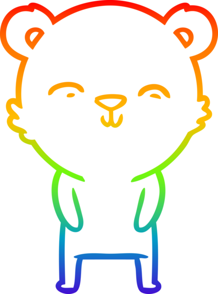 Mutlu bir çizgi film ayısının orjinal gökkuşağı gradyan çizimi