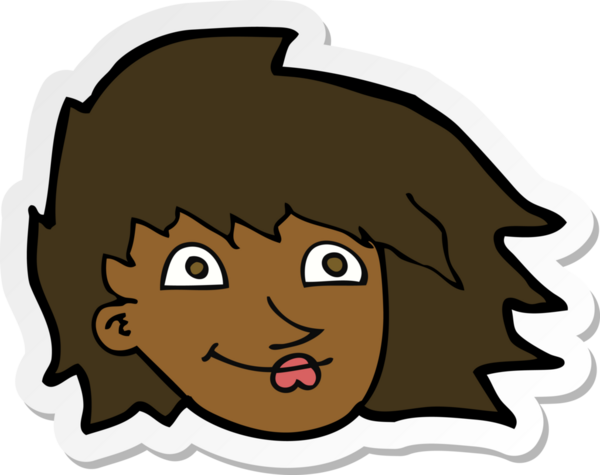 Çizgi film kadın yüzünün orijinal çıkartması.