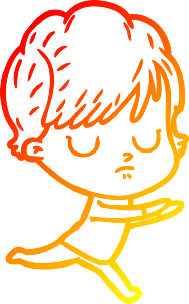 Bir çizgi film kadınının orjinal sıcak çizgi çizimi