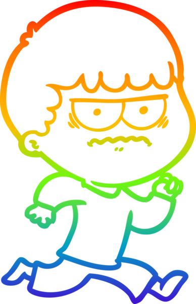 Orijinal gökkuşağı gradyan çizgi çizimi kızgın bir adamın