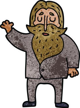 Orijinal karalama yaşlı adam el sallıyor