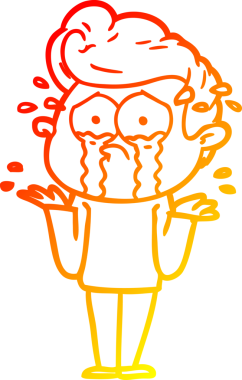 Orjinal sıcak çizgi çizgi film karakteri ağlayan adamı çiziyor.