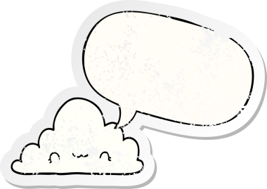 Konuşma baloncuğu ile orijinal şirin çizgi film bulutu sıkıntılı eski çıkartma