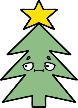 Orijinal bir Noel ağacı karikatürü.