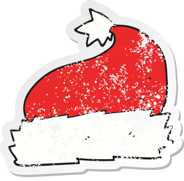 Orijinal gerilim dolu karikatür noel şapkası çıkartması.