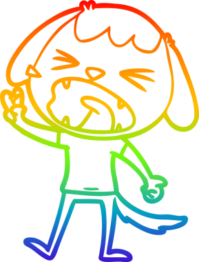 Sevimli bir köpeğin havlamasının orjinal gökkuşağı gradyan çizimi