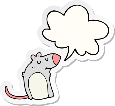 Konuşma balonu çıkartmalı orijinal şişman fare.