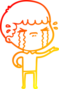 Orjinal sıcak çizgi film karakteri ağlayan bir adamın çizimi