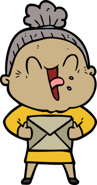 Orijinal çizgi film mutlu yaşlı kadın