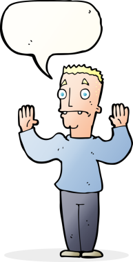 Orijinal karikatür adamı konuşma baloncuğuyla teslim oluyor