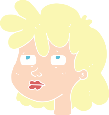 Kadın yüzünün orijinal düz renk çizimi