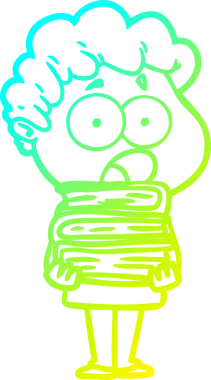 Şaşırmış bir şekilde nefes nefese kalmış bir çizgi film karakterinin orijinal çizimi.