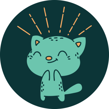 Dövme stili mutlu kedinin orijinal simgesi