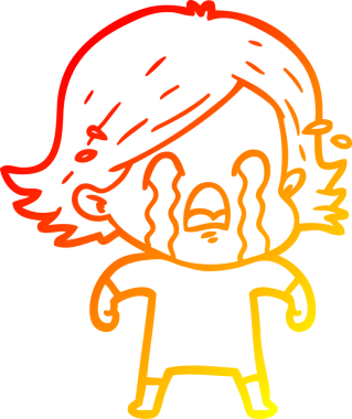 Bir çizgi film kadınının ağlarken çizdiği orjinal sıcak çizgi.