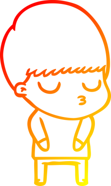 Orjinal sıcak çizgi çizgi çizgi film çizimi sakin bir çocuk