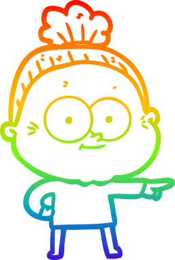 Orijinal gökkuşağı gradyan çizgi çizimi mutlu yaşlı bir kadının