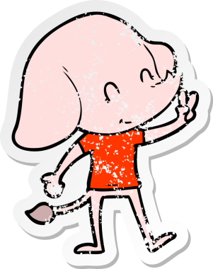 Sevimli bir filin kederli orijinal çıkartması.