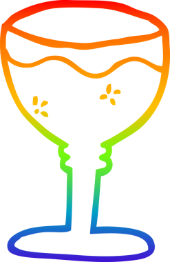 Orijinal gökkuşağı gradyan çizgi çizimi kırmızı şarap kadehi