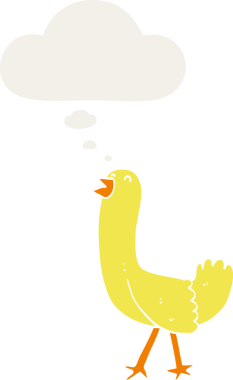 Eski tarz düşünce baloncuğu olan orijinal çizgi film kuşu