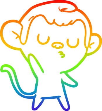 Orijinal gökkuşağı gradyanı çizgi film maymunu çizimi