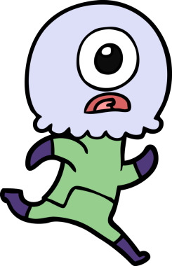 Orijinal Tepegöz uzaylı uzay adamı koşuyor.