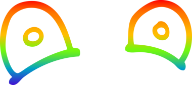 Orijinal gökkuşağı gradyan çizgi çizimi bir çizgi filmin dik dik bakan gözleri