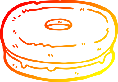 Bir çizgi film bisküvisinin orjinal sıcak çizgi çizimi