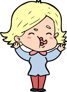 Orijinal çizgi film kızı yüzünü çekiyor.