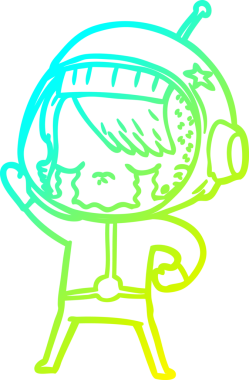 Ağlayan astronot bir kızın orijinal soğuk gradyan çizimi