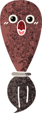 Orijinal retro çizim tarzı bir boya fırçası.