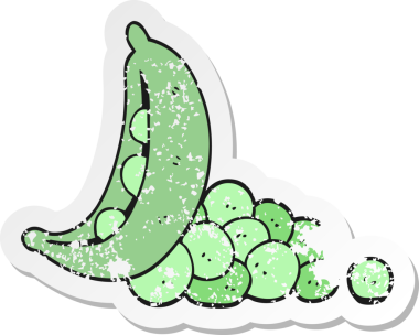 Orijinal gerilmiş karikatür etiketi kabuktaki bezelyeler