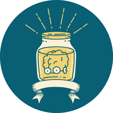 Kavanozda dövme stili bir beynin orijinal simgesi