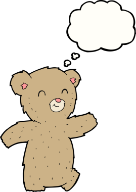 Düşünce baloncuklu orijinal oyuncak ayı.