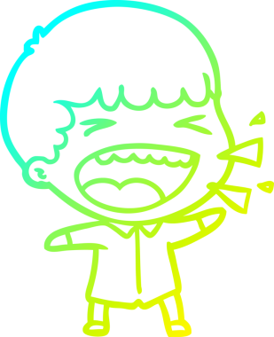 Çizgi film karakteri gülen bir adamın orijinal soğuk gradyan çizimi