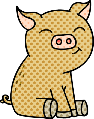 Orijinal çizgi roman tarzı tuhaf çizgi film domuzu.