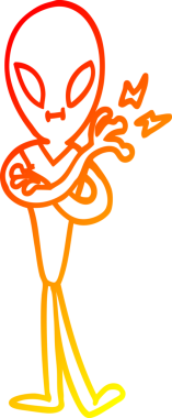 Bir çizgi film uzaylısının orjinal sıcak çizgi çizimi