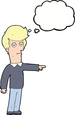 Düşünce baloncuğu olan orijinal çizgi film adamı