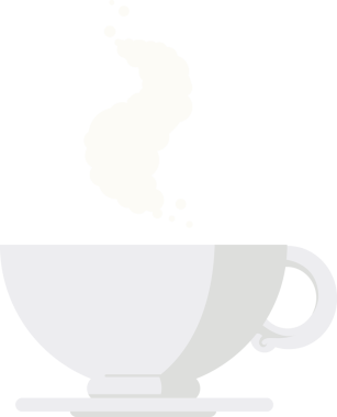 Bir fincan sıcak kahvenin orijinal düz renkli çizimi