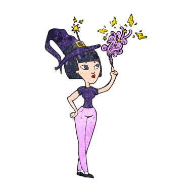 Özgün el yazısı desenli çizgi film cadı dökme büyüsü