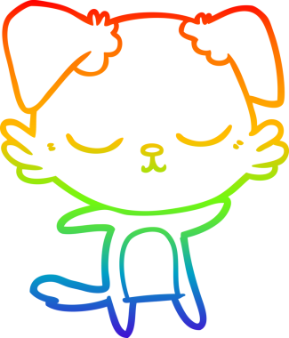 Orijinal gökkuşağı gradyan çizimi şirin bir çizgi köpek çizimi