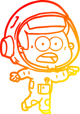 Orijinal sıcak çizgi çizimi bir karikatür sürpriz astronot