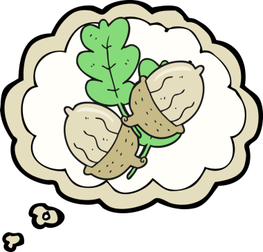 Orjinal serbest çizim düşünce kabarcığı meşe palamudu