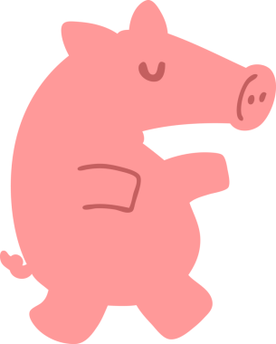 Bir insan tarafından çizilmiş orijinal uzun burunlu domuz.