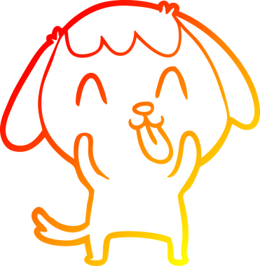 Sevimli bir çizgi film köpeğinin orjinal sıcak çizgi çizimi