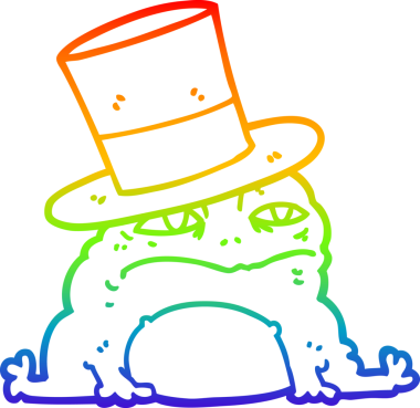 Orijinal gökkuşağı gradyan çizgi çizimi zengin bir kurbağa çizgi filminin