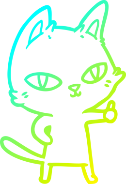 Çizgi film kedisinin bakışlarının orjinal soğuk eğimli çizimi