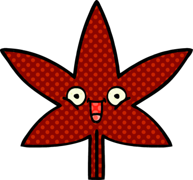 Sonbahar yaprağının orijinal çizgi roman tarzı karikatürü