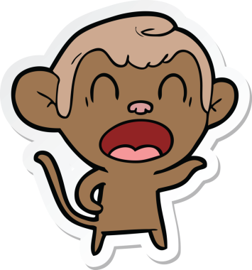 Bağıran bir maymunun orijinal çıkartması.