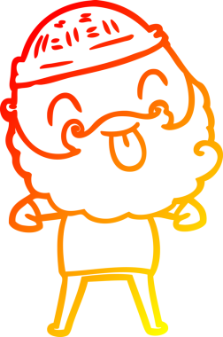 Orjinal sıcak çizgi çizgisi, dilini uzatan sakallı bir adamın resmi.