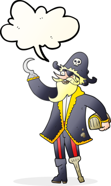 Orijinal serbest konuşma balonu korsan karikatür kaptanı